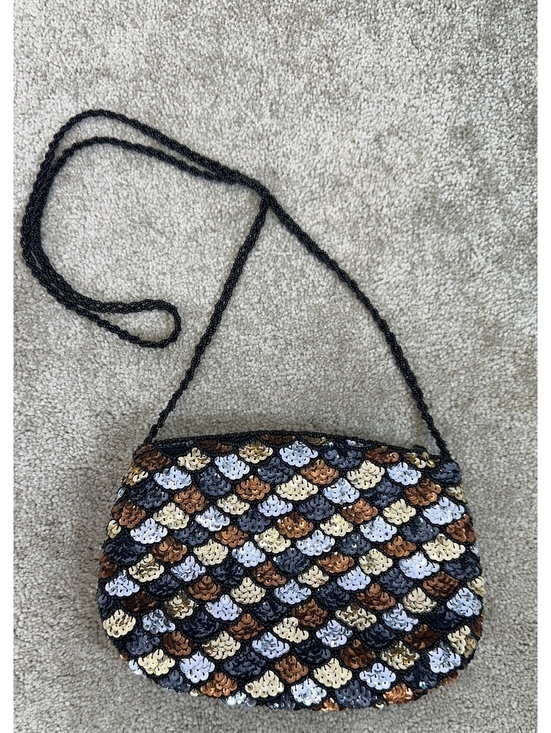 Carla Marchi Handbags - Carla Marchi Sequined Evening Bag Beaded Shoulder Strap 8x6” Cocktail Purse